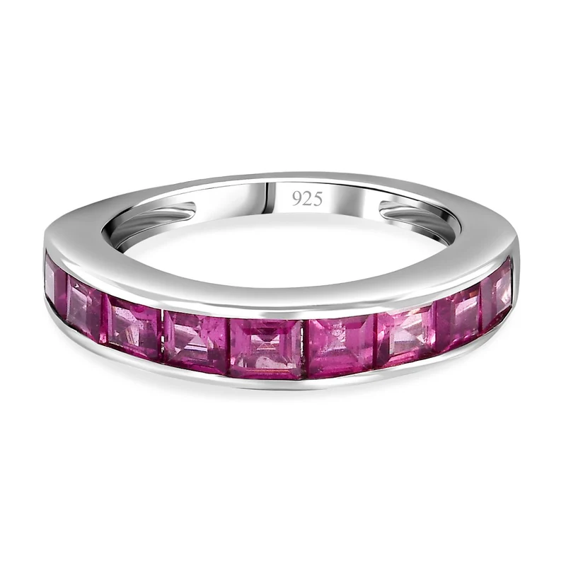 Natürlicher Rhodolith Granat Ring, 925 Silber platiniert, ca. 1.73 ct