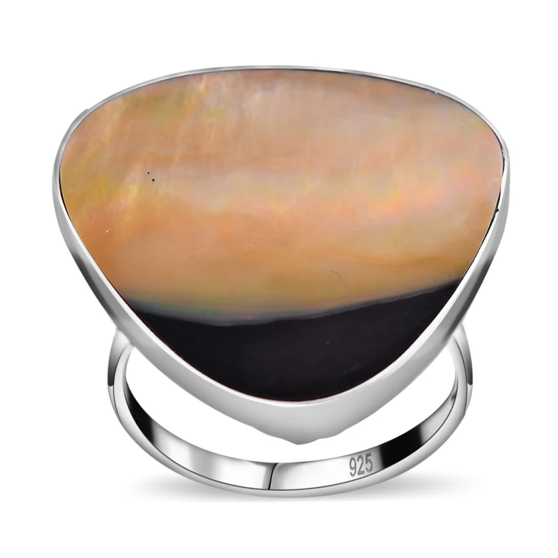 Graue Muschelkernperle Ring, 925 Silber,
