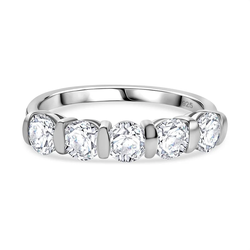 Moissanit Ring 925 Silber rhodiniert ca. 1,13 ct