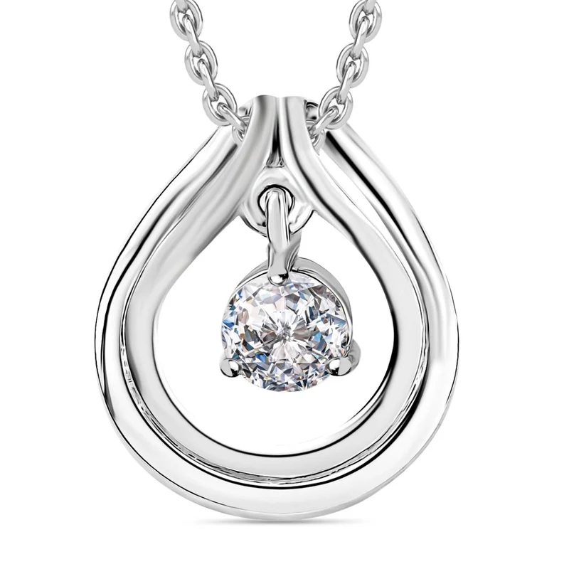 J Francis gefertigt mit SWAROVSKI Zirkonia Anhänger mit Kette ca. 50 cm, Messing und Reiner Edelstahl