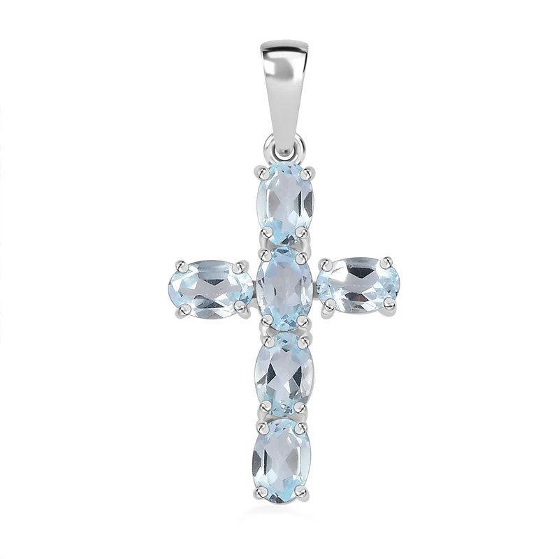 Himmelblauer Topas Anhänger 925 Silber ca. 2.97 ct