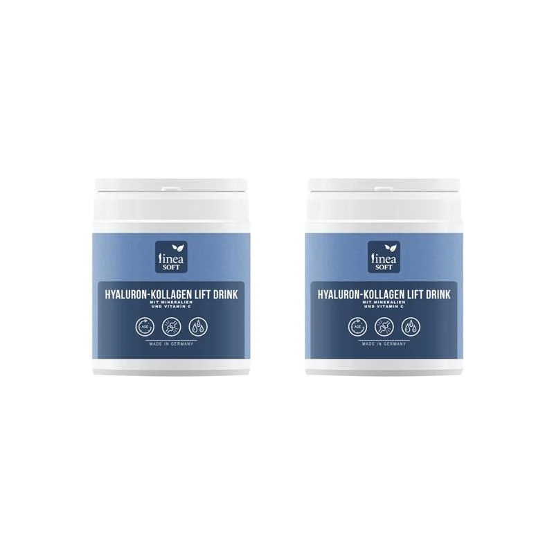 Linea Soft 2er-Set Hyaluron und Collagen Anti-Aging Lift Drink 300g - 30 Tage Kur (Verzehrempfehlung: 10g täglich)