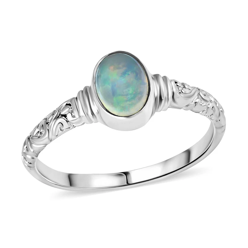 Royal Bali - Natürlicher, äthiopischer Welo Opal Ring 925 Silber