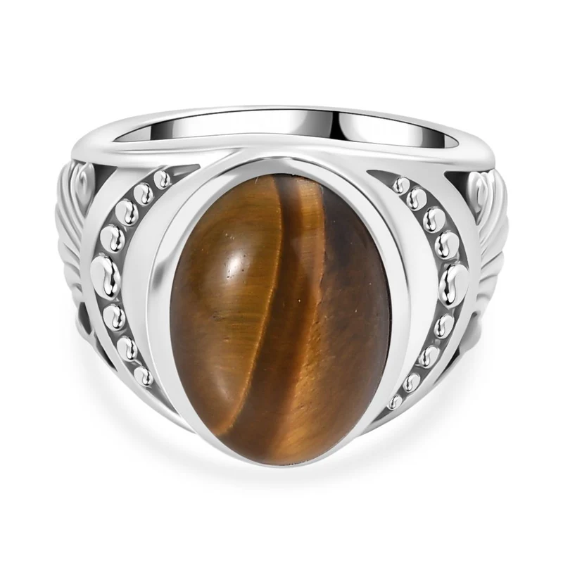 Tigerauge Ring Edelstahl ca. 6,19 ct