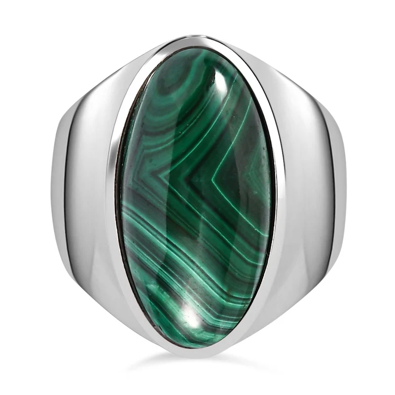 Malachit Ring 316L Edelstahl ca. 12.18 ct