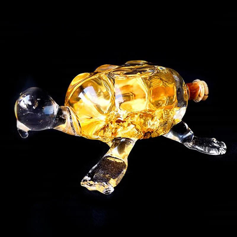 Art Deco Glasfigur Schildkröte, handgemacht, gefüllt mit Italienischer 916er Blattgold veredelt