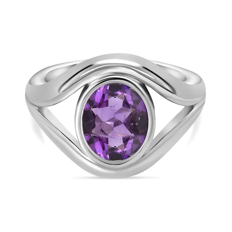 Afrikanischer Amethyst Ring, Edelstahl ca. 2.26 ct