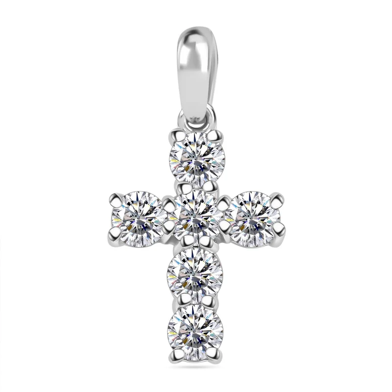J Francis J Francis gefertigt mit SWAROVSKI Weißer Swarovski Kristall Anhänger 925 Silber vergoldet