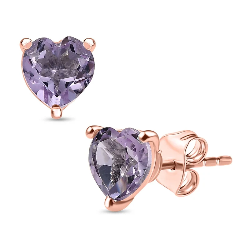 Rosa Amethyst Ohrringe 925 Silber 750 Gelb Vergoldet ca. 2.18 ct