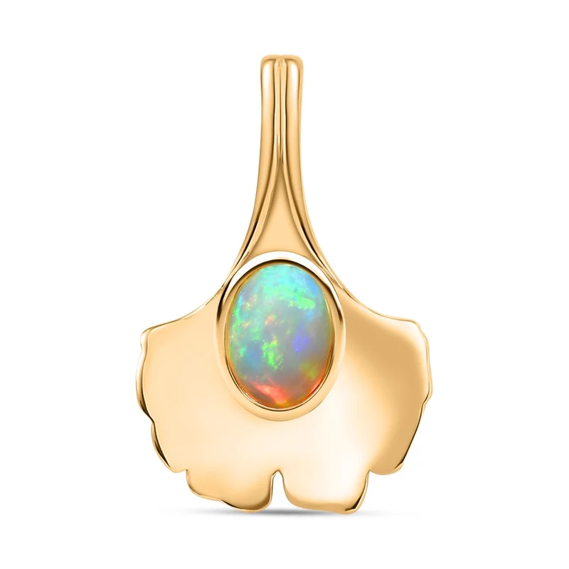 AA Natürlicher, äthiopischer Welo Opal Anhänger 925 Silber vergoldet ca. 0,53 ct.