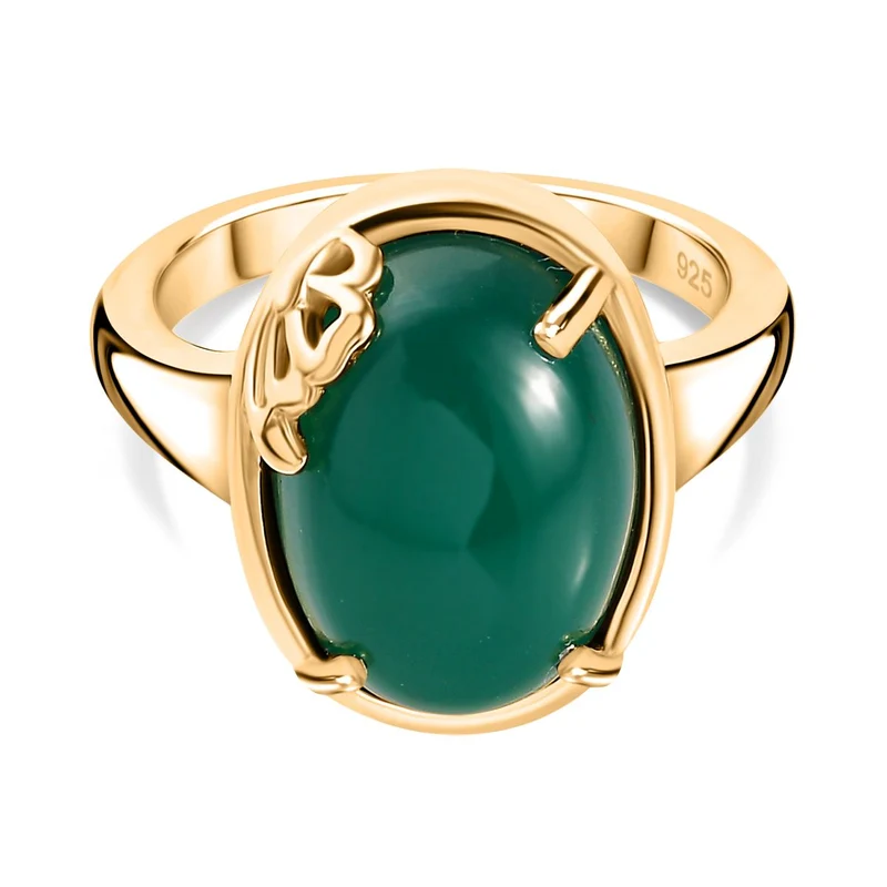 Verde Onyx Ring 925 Silber 750 Gelbgold Vermeil ca. 6,43 ct