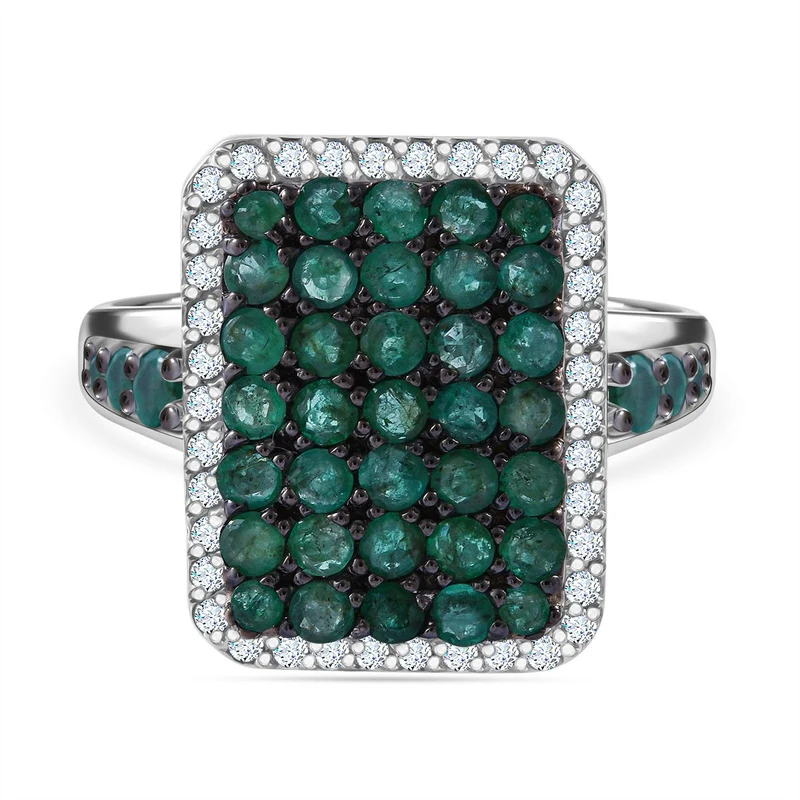 AA Kagem Sambischer Smaragd Ring 925 Silber rhodiniert ca. 2,19 ct
