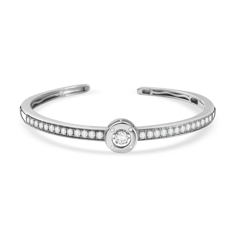 Moissanit Armreif ca. 19 cm 925 Silber rhodiniert ca. 1.94 ct