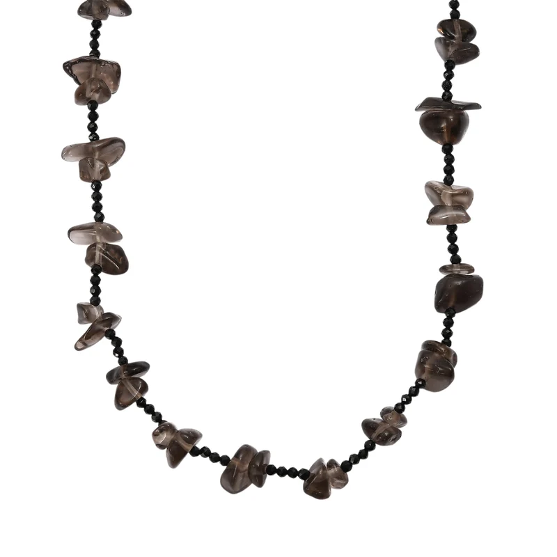 Rauchquarz, Schwarzer Spinell Kette 91 cm ca. 280.00 ct