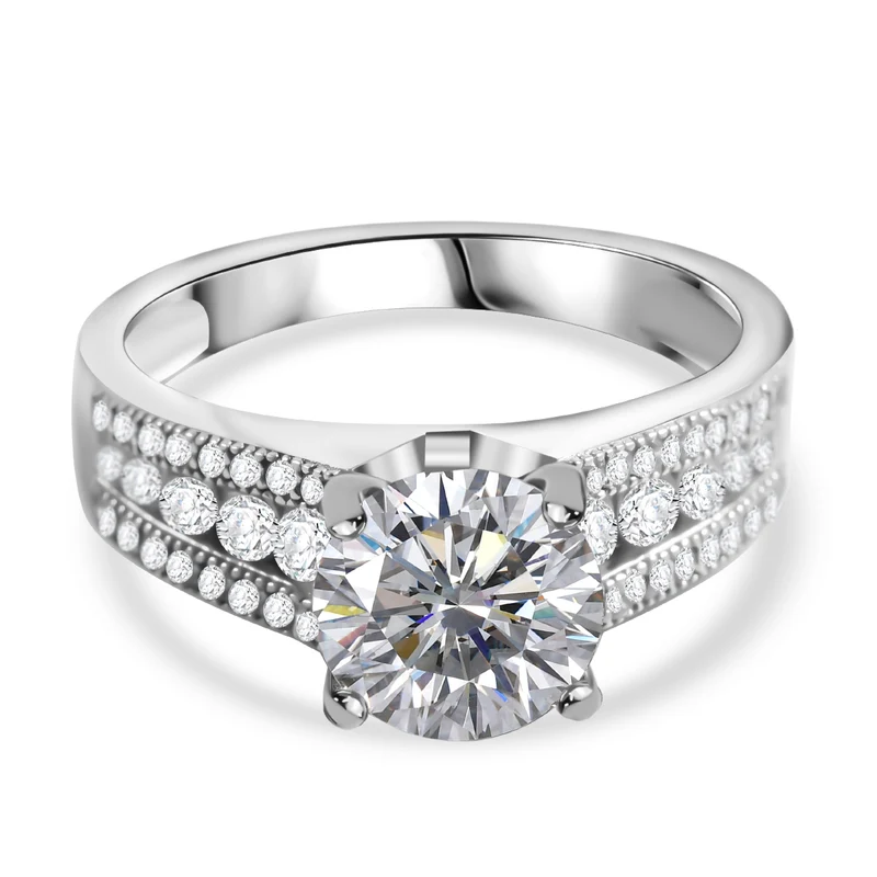 LUSTRO STELLA - Weißer Zirkonia Ring 925 Silber rhodiniert