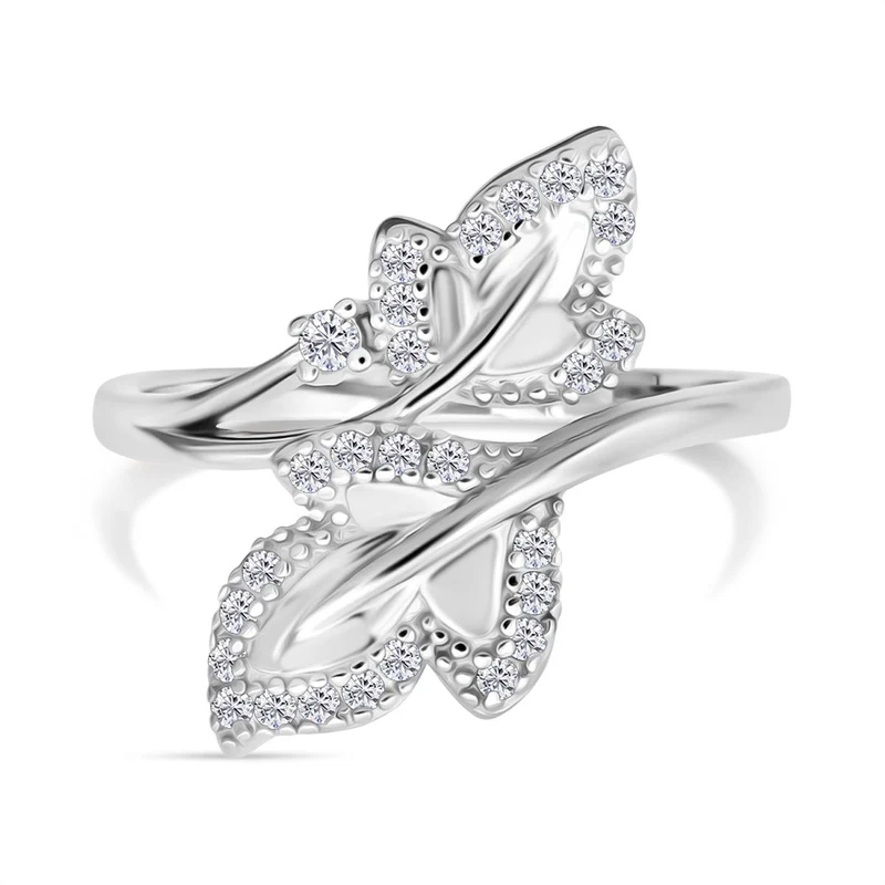 Lustro Stella Weißer Zirkonia Ring 925 Silber rhodiniert