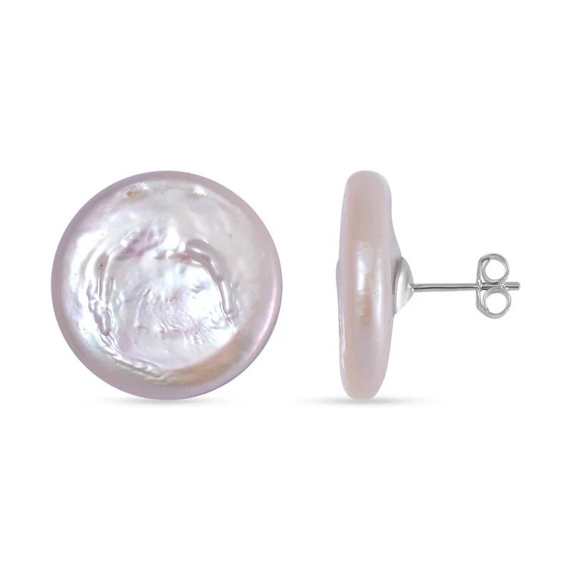 Lila Keshi Perle Ohrringe 925 Silber vergoldet