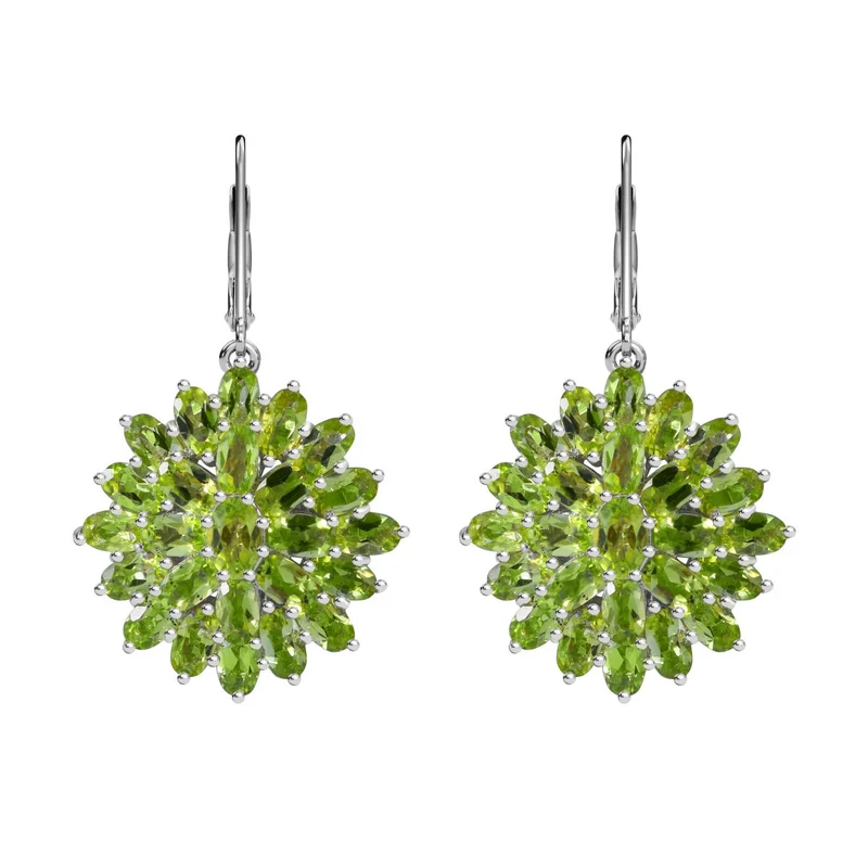 AA Peridot Ohrringe 925 Silber rhodiniert ca. 12.15 ct
