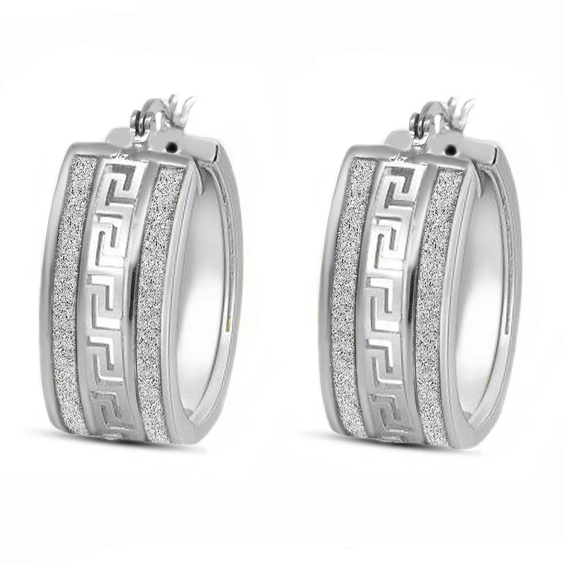 Mäandermuster Creolen, 925 Silber rhodiniert ca. 5,9g