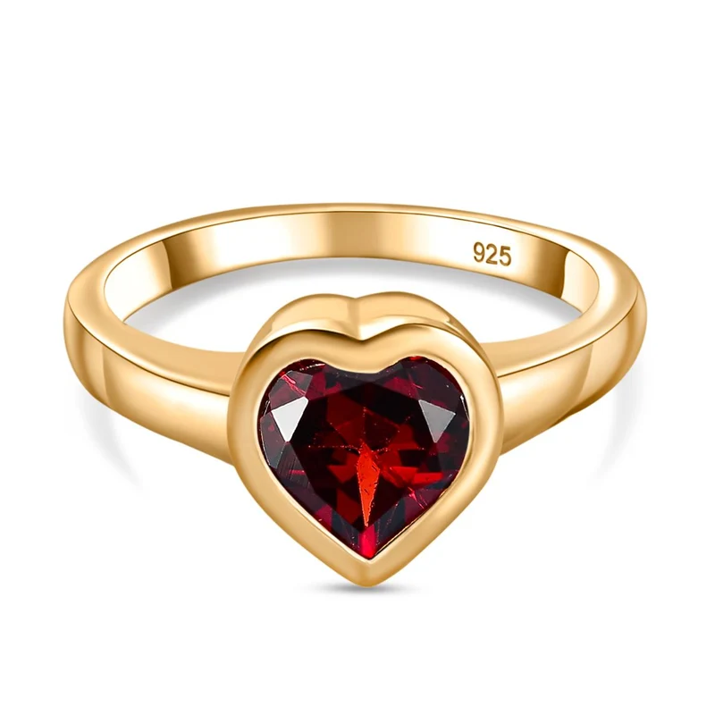 Natürlicher Mosambik Granat Ring, 925 Silber 750 Gelbgold Vermeil ca. 2.11 ct