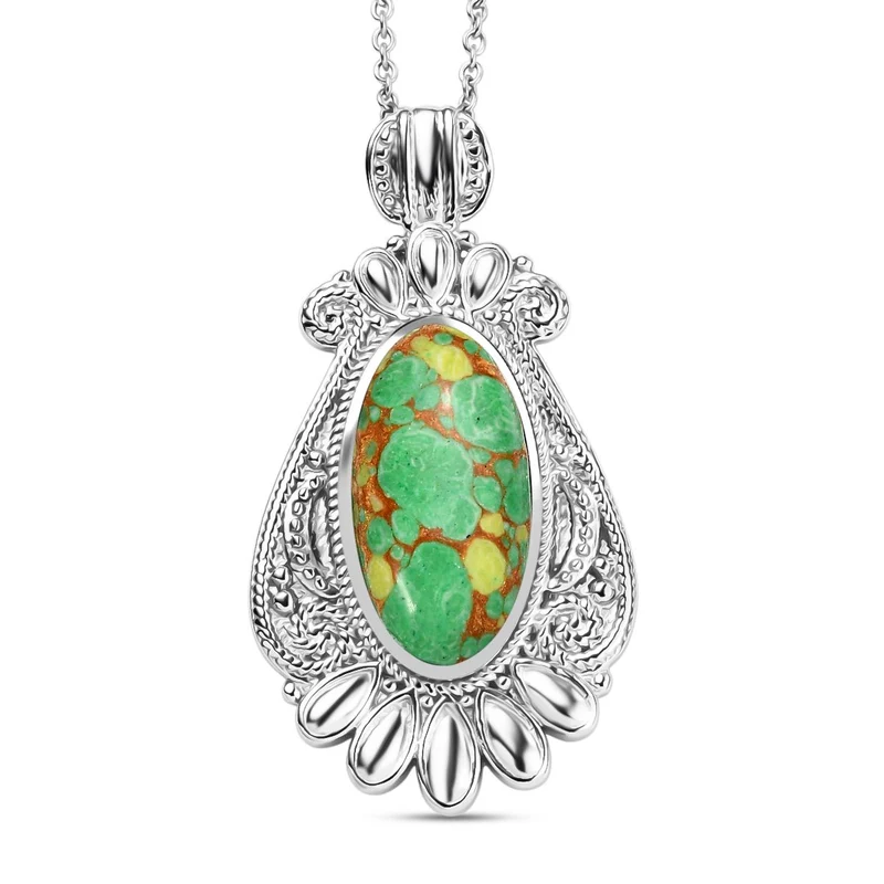 Grünes Türkis Schmuckset Edelstahl ca. 25.00 ct