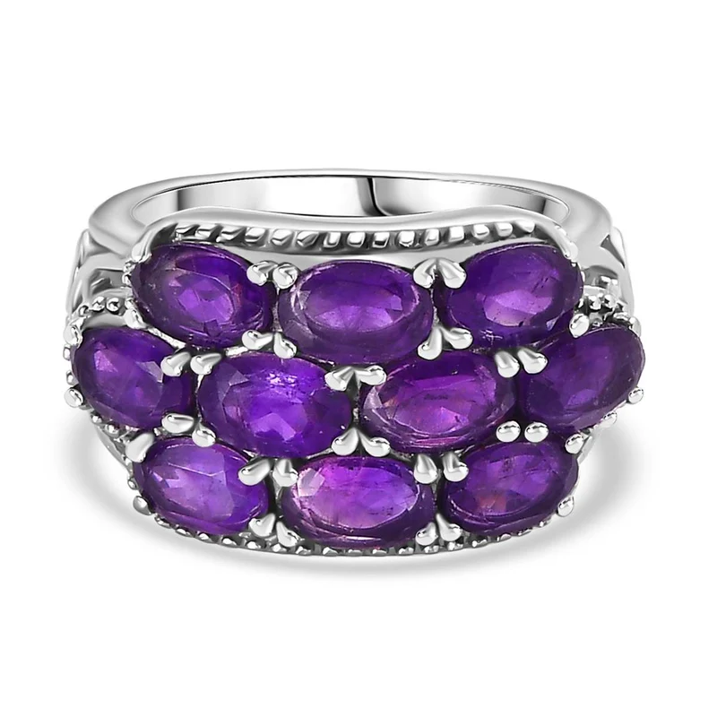 Afrikanischer Amethyst Ring Edelstahl ca. 4,17 ct