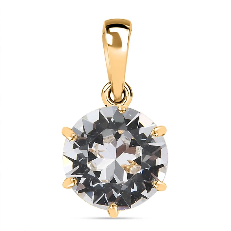 J Francis gefertigt mit SWAROVSKI Weißer Kristall Anhänger 925 Silber 750 Gelbgold Vermeil