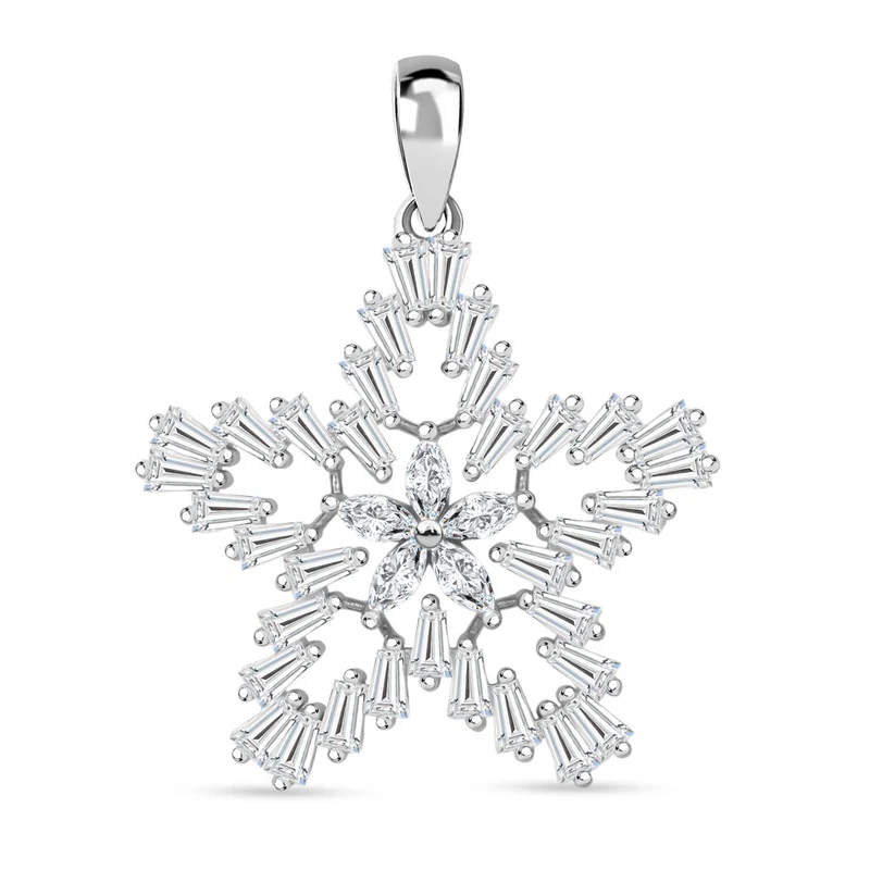 Lustro Stella Weißer Zirkonia Stern Anhänger 925 Silber rhodiniert
