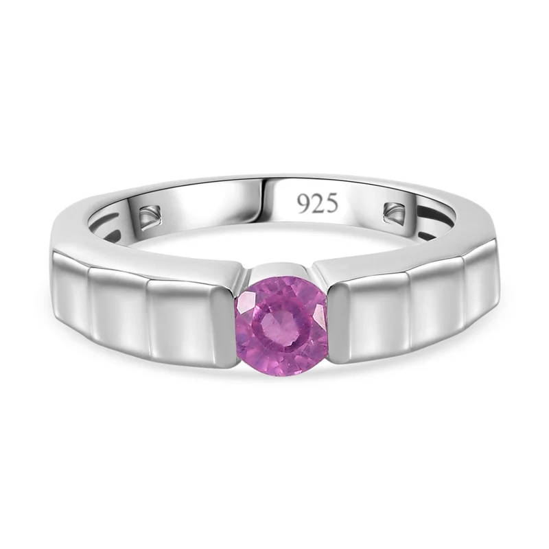 Ilakaka Rosa Saphir (Fissure gefüllt) Ring, 925 Silber platiniert, ca. 0.81 ct