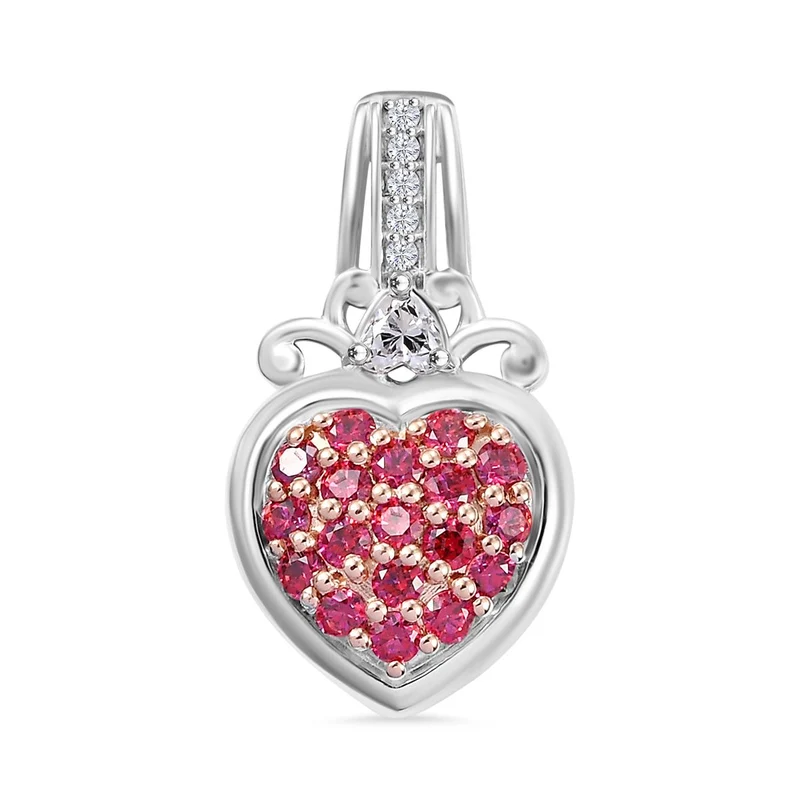 J Francis gefertigt mit SWAROVSKI Zirkonia, Roter Zirkonia Anhänger 925 Silber