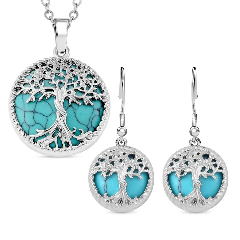 Blauer Howlit Schmuckset Legierung ca. 49.00 ct