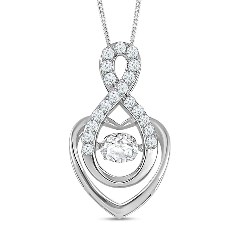 Moissanit Anhänger mit Kette, 925 Silber platiniert, 925 Silber rhodiniert ca. 0.72 ct