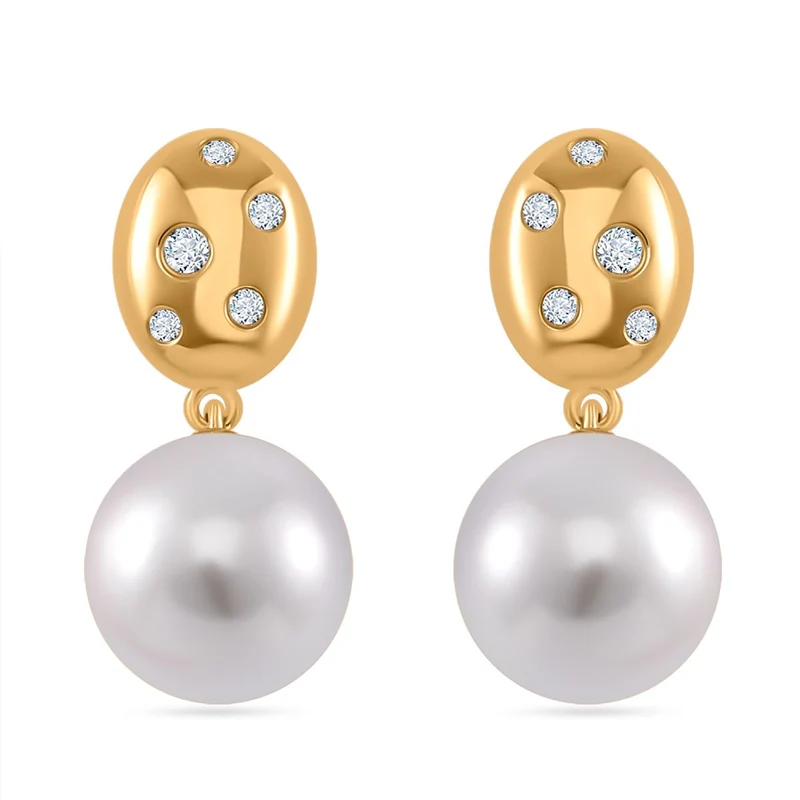 Sleeping Beauty Türkis farbe Muschelperle (12 mm), Moissanit Ohrringe 925 Silber vergoldet