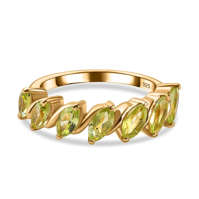 Natürlicher Peridot Ring, 925 Silber Gelbgold Vermeil ca. 1.74 ct