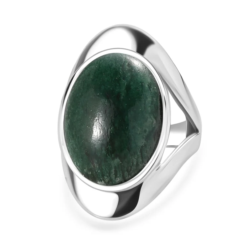 Grüner Aventurin Ring Edelstahl ca. 33,63 ct