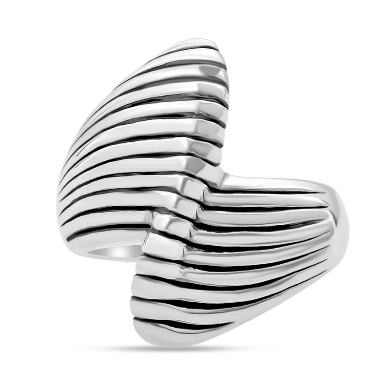 Rillenstruktur Design Ring, 925 Silber, ca. 3,65g