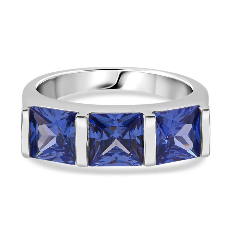 Lustro Stella Blauer Zirkonia Ring 925 Silber rhodiniert