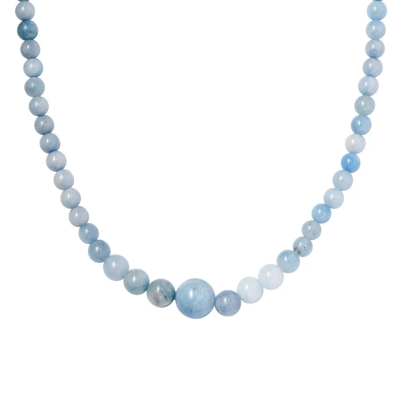 Milchiger Aquamarin Halskette ca. 50 cm 925 Silber rhodiniert ca. 163.50 ct