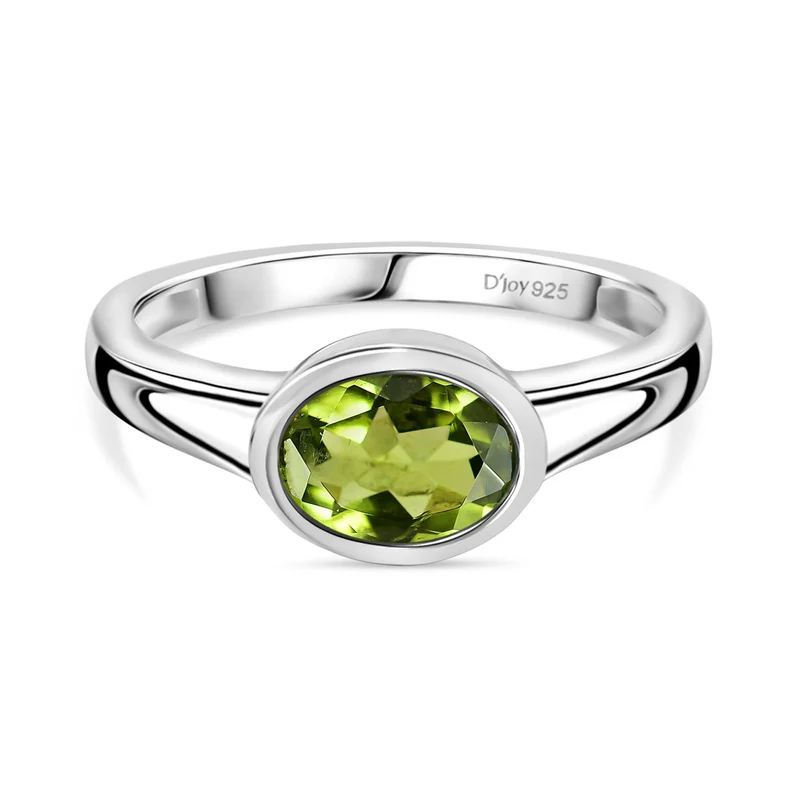 Natürlicher Peridot Ring, 925 Silber rhodiniert ca. 1.23 ct