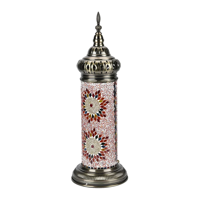 Handgemachte Marokkanische Mosaik-Stehlampe Farbiger Glasmosaik-Schirm auf bronzener Basis,Orientalisches Design, Größe: 20,5x20,5x59cm