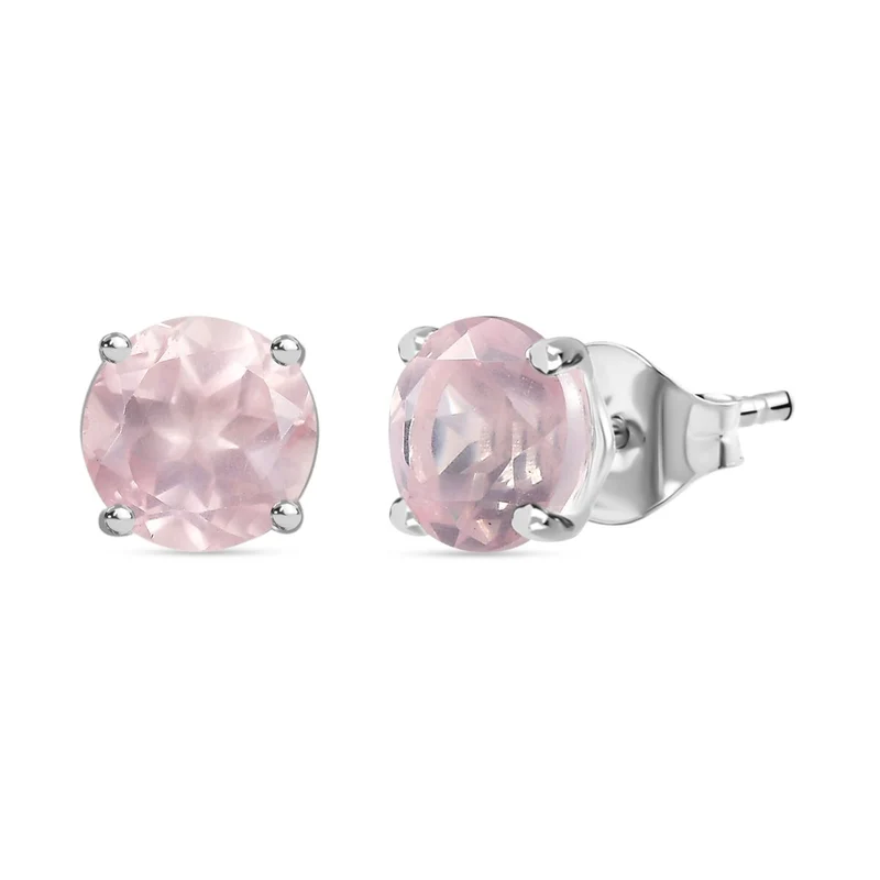 Rosenquarz Ohrringe 925 Silber ca. 1.68 ct
