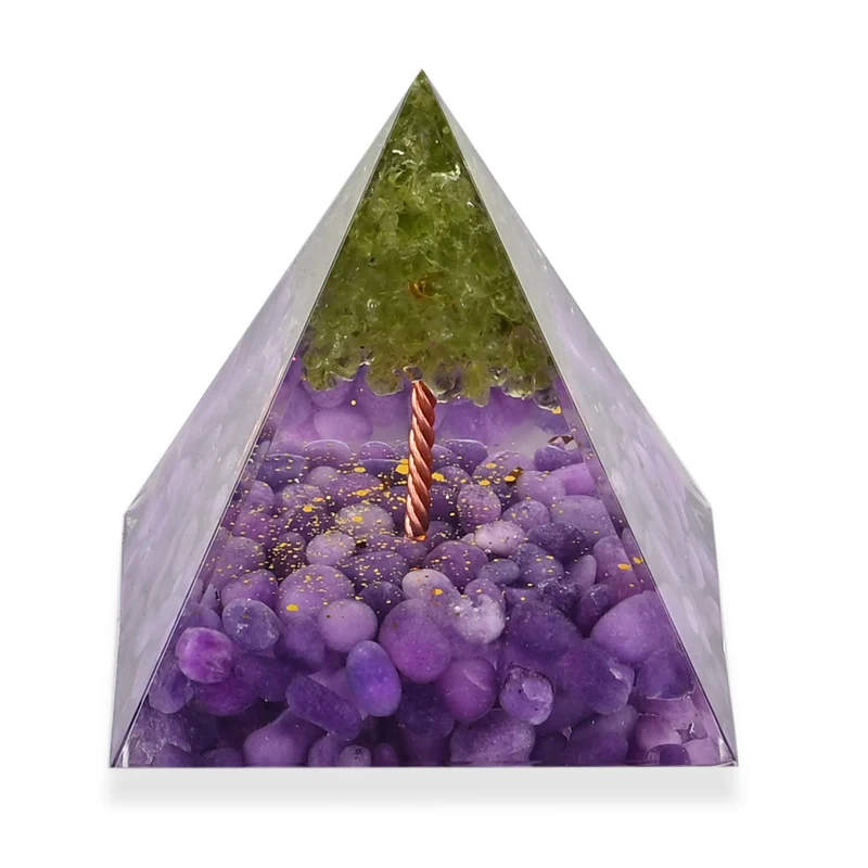 Edelstein Pyramide mit Obsidian und Amethyst, Amethyst