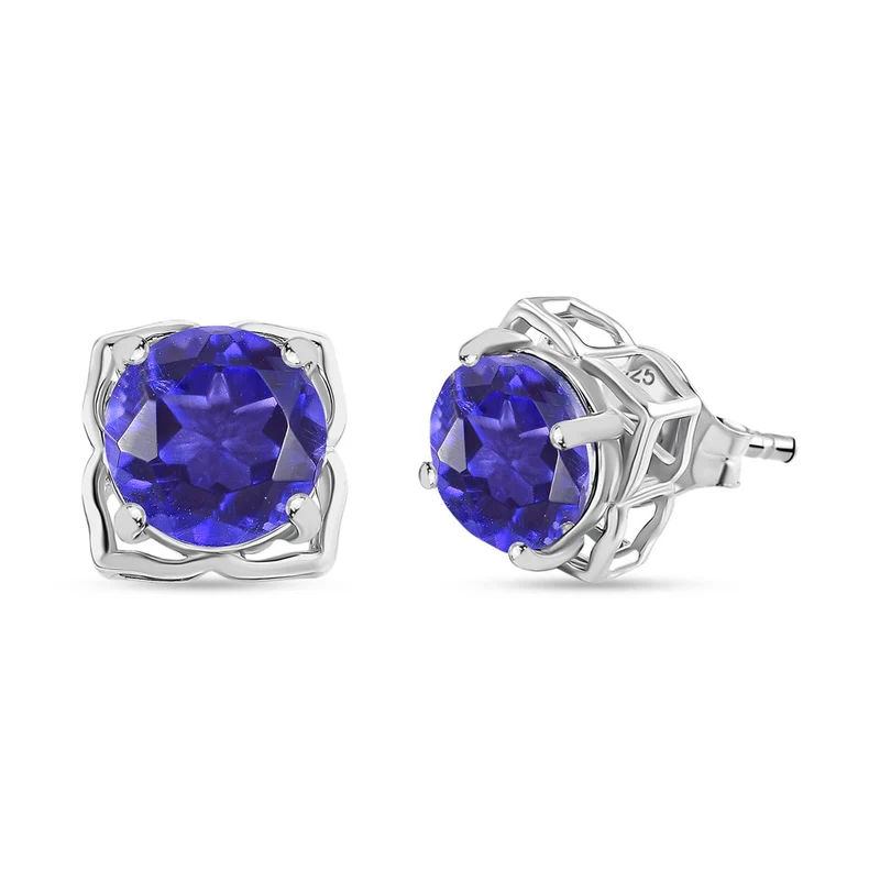 Tansanit-Farbe Quarz Ohrringe 925 Silber platiniert ca. 3.12 ct