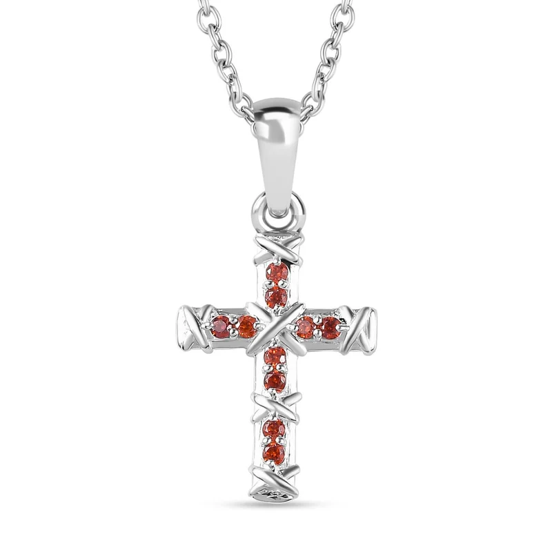 Granat Zirkonia Schmuckset 925 Silber und Edelstahl