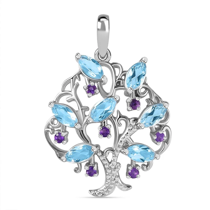 Afrikanischer Amethyst, Roter Granat Anhänger 925 Silber 750 Gelbgold Vermeil ca. 1.18 ct
