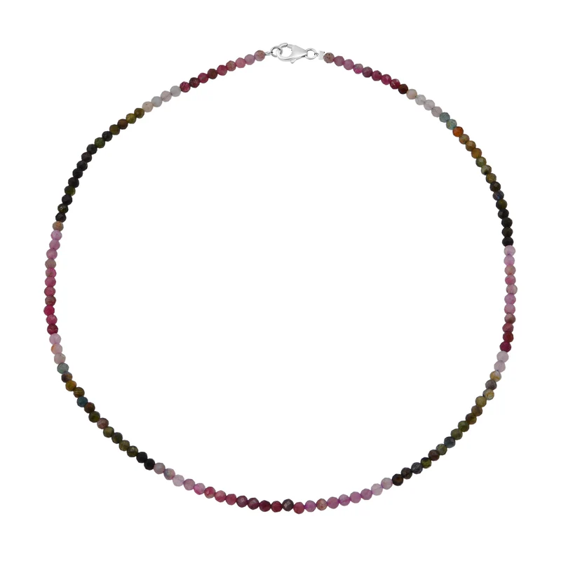 Mehrfarbig-Turmalin Halskette ca. 45 cm 925 Silber ca. 50,00 ct.
