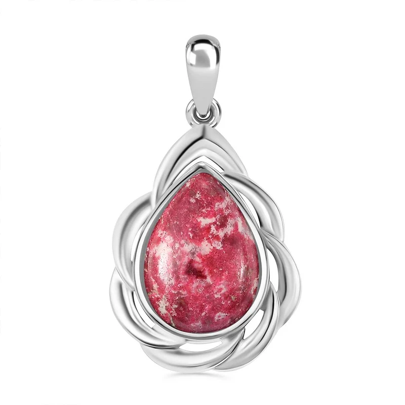 AA Norwegischer Thulit Anhänger, Silberfarben, ca. 12.28 ct