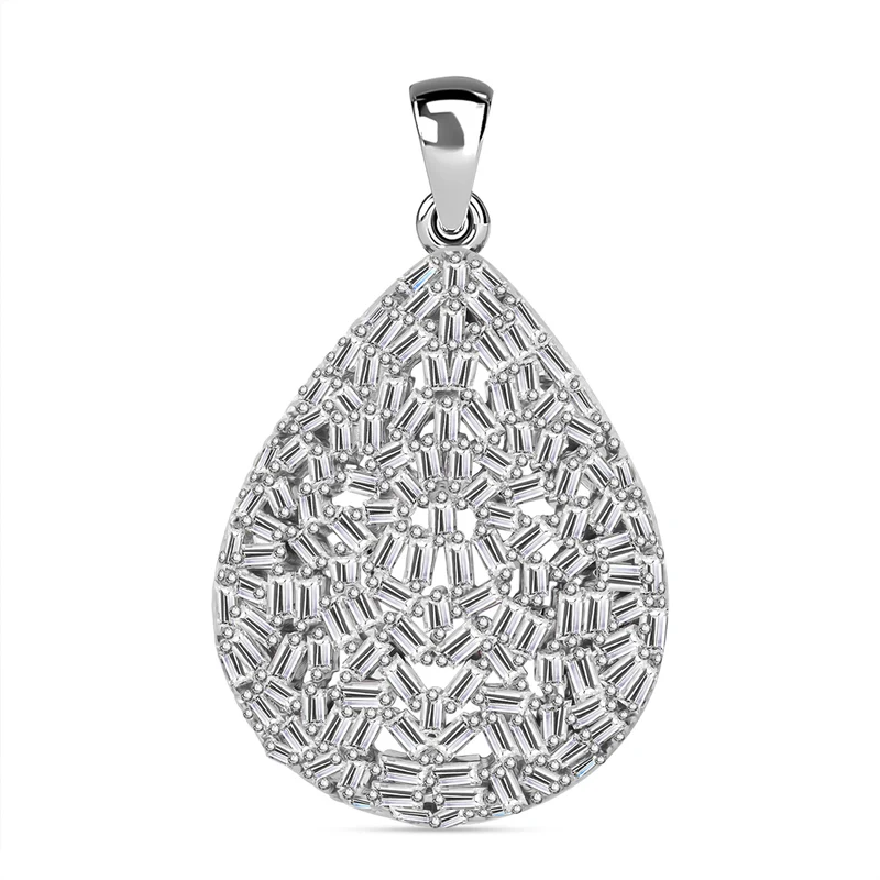 LUSTRO STELLA - Weißer Zirkonia Anhänger 925 Silber rhodiniert