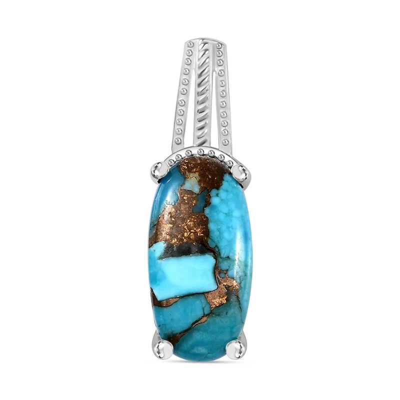 Grüner Türkis Anhänger 925 Silber ca. 4.52 ct