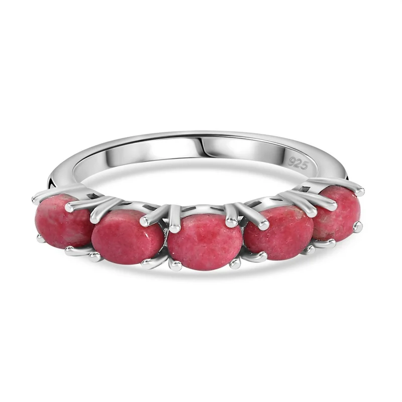 Norwegisher Thulit Ring, 925 Silber rhodiniert ca. 1.94 ct